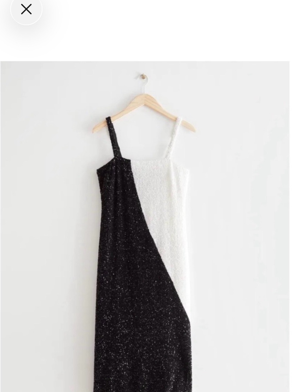 Black & White Colorblock Sequin Midi Dress